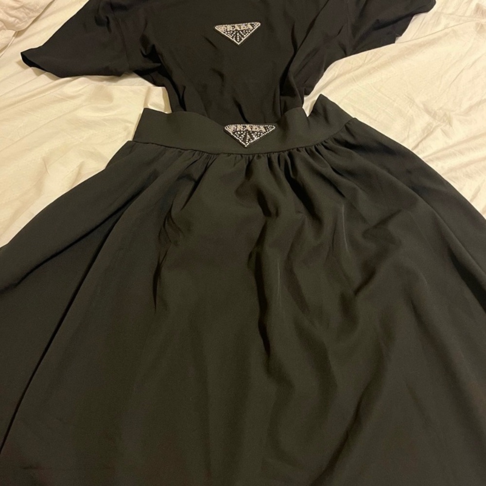 Prada Black Pleated Wrap Skirt Casual